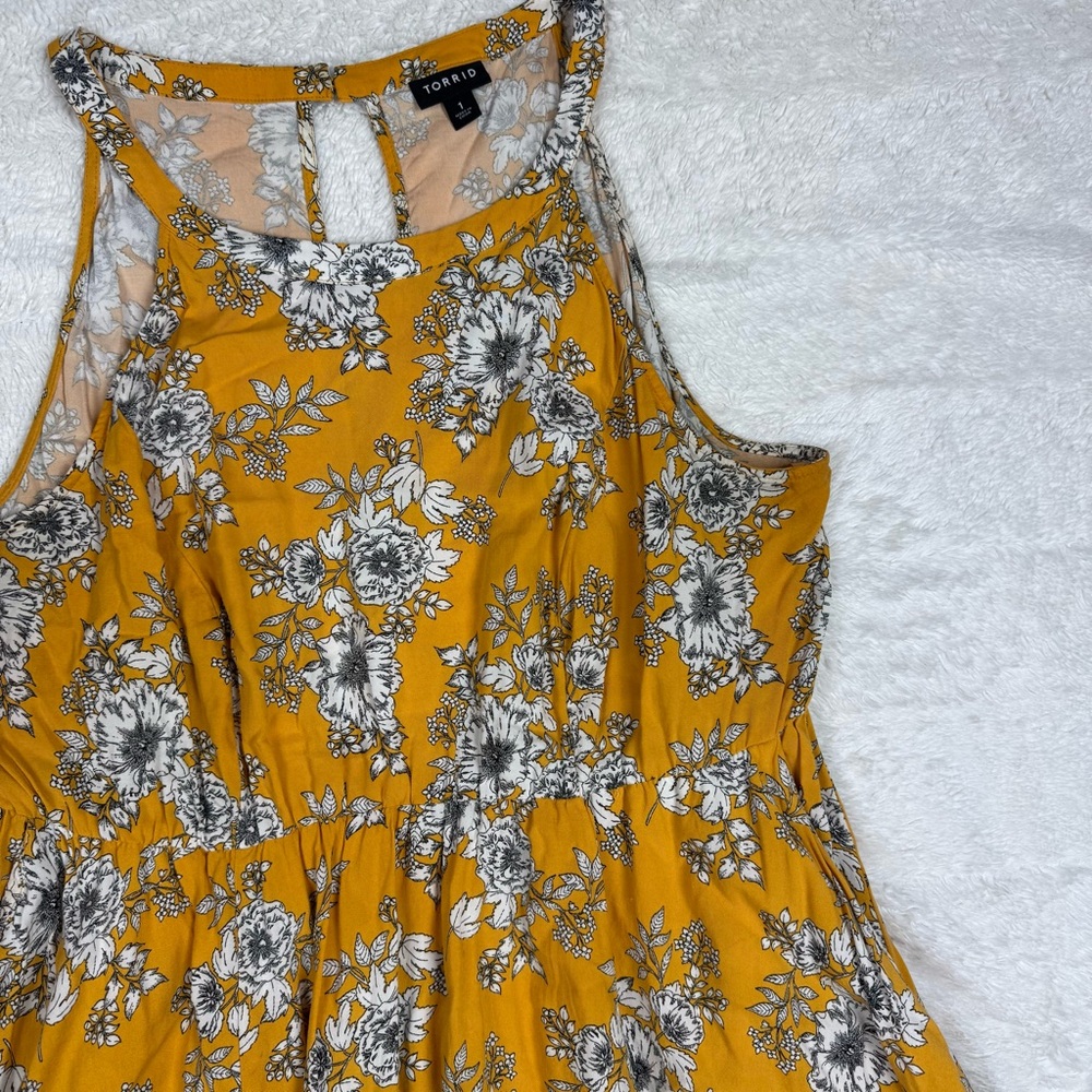 Torrid Yellow Floral Sleeveless Dress - Picture 4 of 8